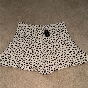 Moon River Cream and Black Patterned High Waist Shorts